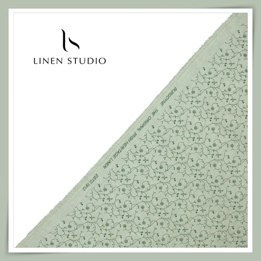 60 Lea Printed Linen Shirting by Burgoyne - Spring Green Floral (NEW)