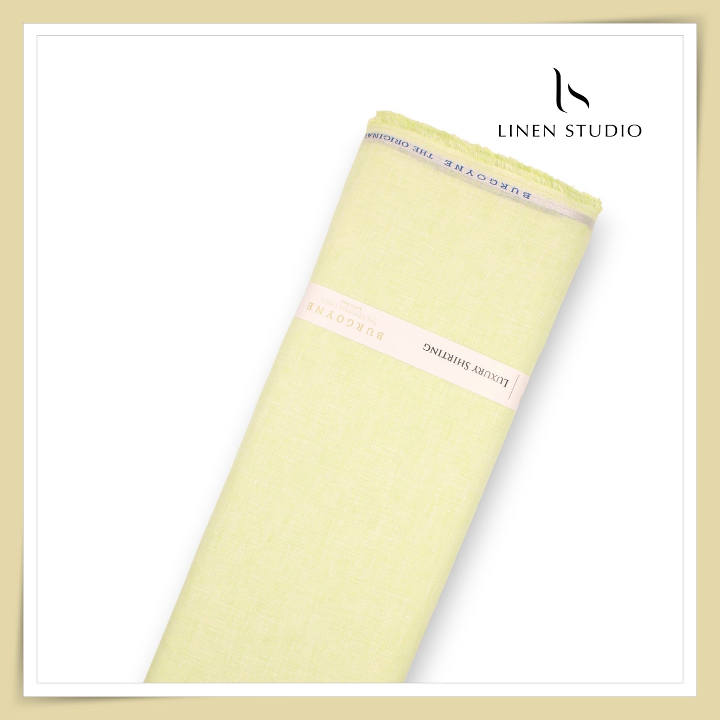 Burgoyne Exclusive 100 Lea Linen Premium Shirting - Minty Yellow (NEW)