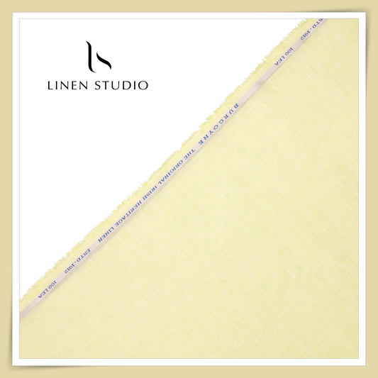 Burgoyne Exclusive 100 Lea Linen Premium Shirting - Minty Yellow (NEW)
