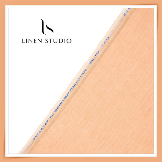 100 LEA PREMIUM Linen Shirting by Burgoyne - Deep Peach Stripes (NEW)