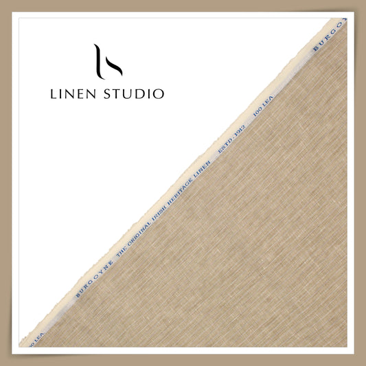 100 LEA PREMIUM Linen Shirting by Burgoyne - Coral Reed with White Stripes (NEW)