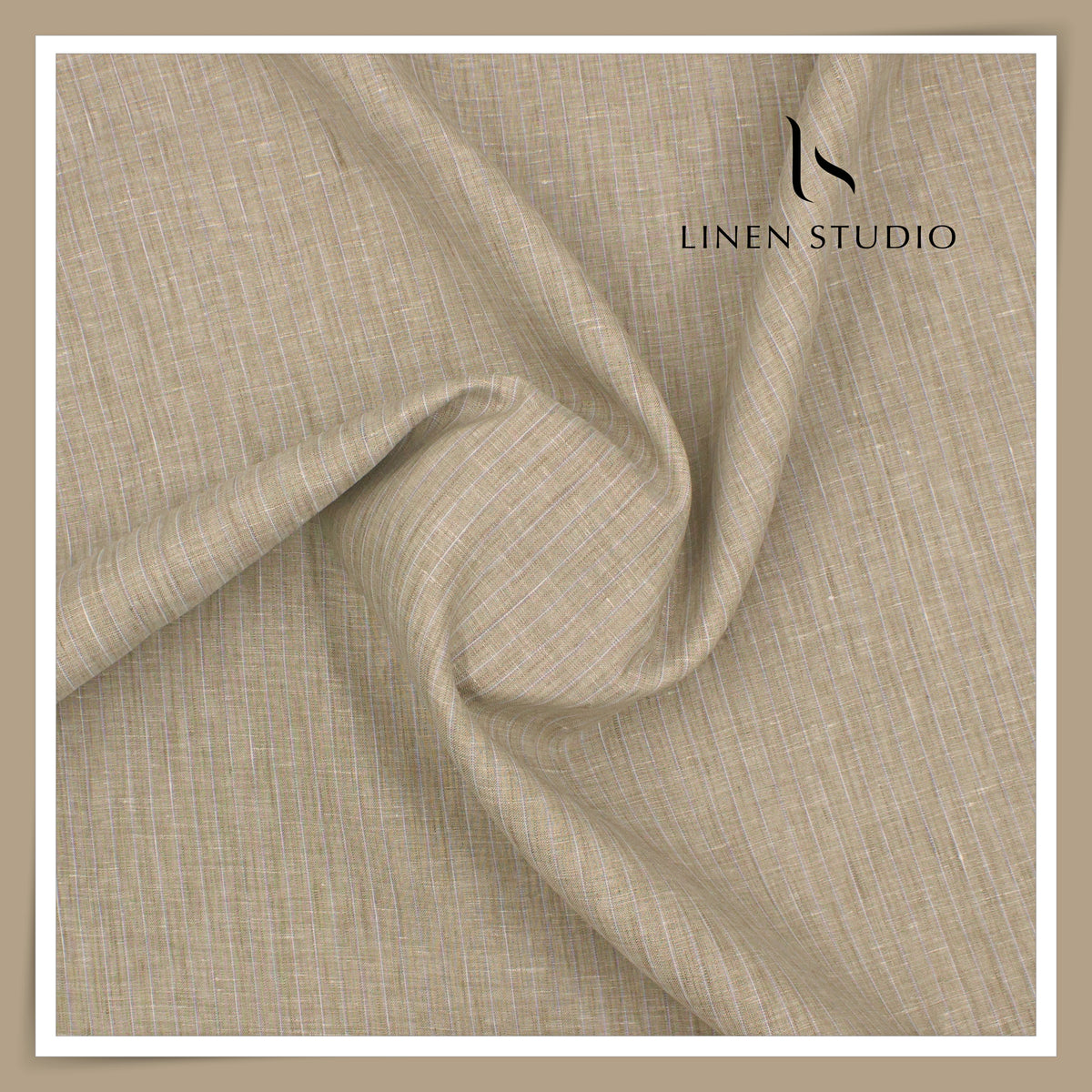 100 LEA PREMIUM Linen Shirting by Burgoyne - Coral Reed with White Stripes (NEW)