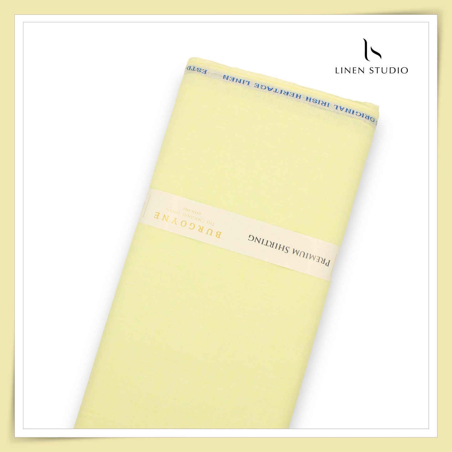 100 LEA PREMIUM Linen Plain Shirting by Burgoyne - Bright Lemon Yellow (NEW)