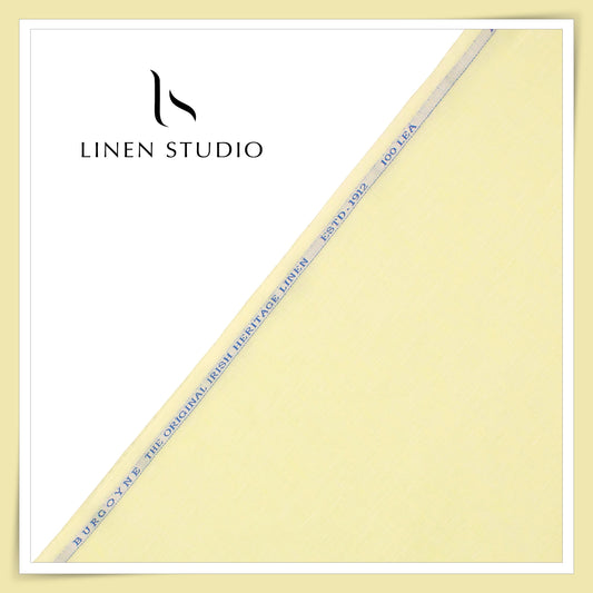 100 LEA PREMIUM Linen Plain Shirting by Burgoyne - Bright Lemon Yellow (NEW)