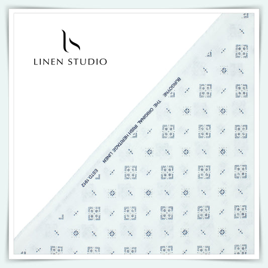 60 Lea Printed Linen Shirting by Burgoyne - Netted White Print (NEW)