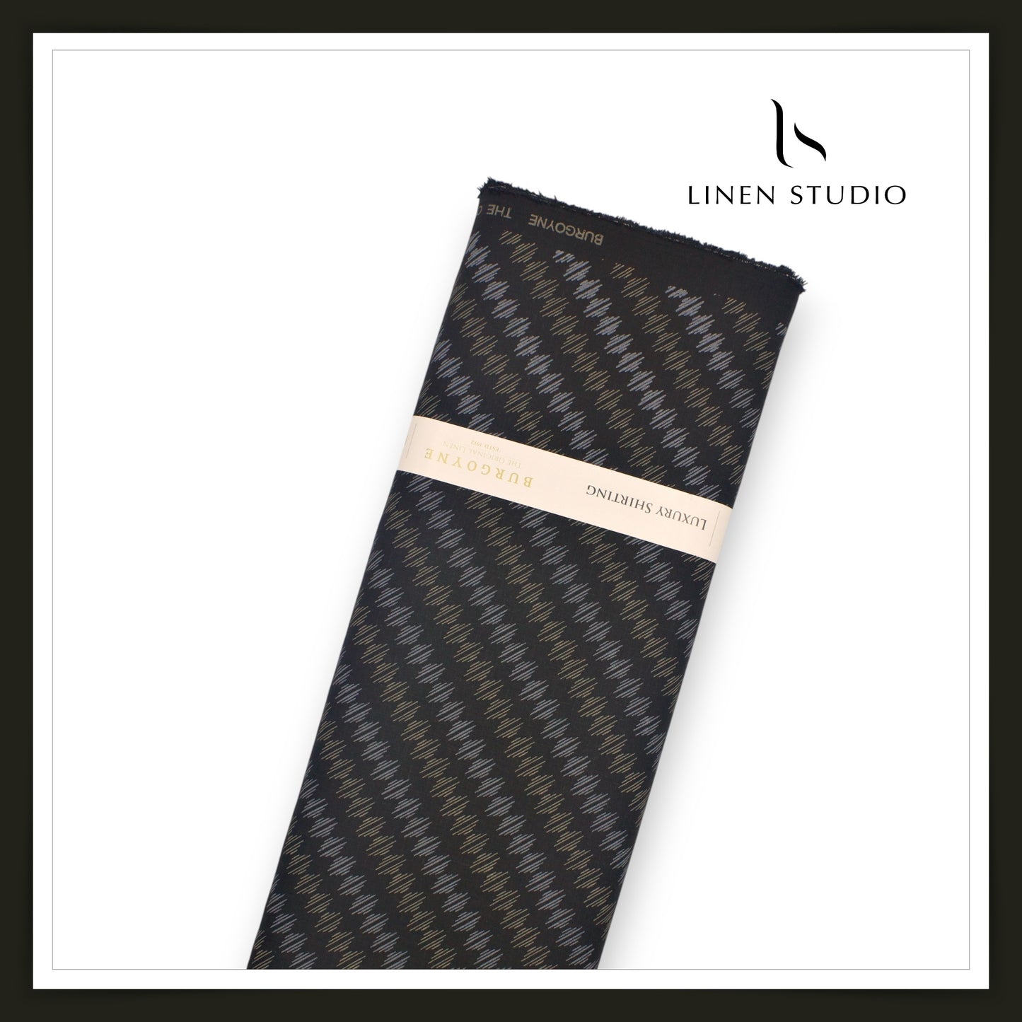 Burgoyne 60 Lea Premium Linen Printed Shirting - Black Line (NEW)