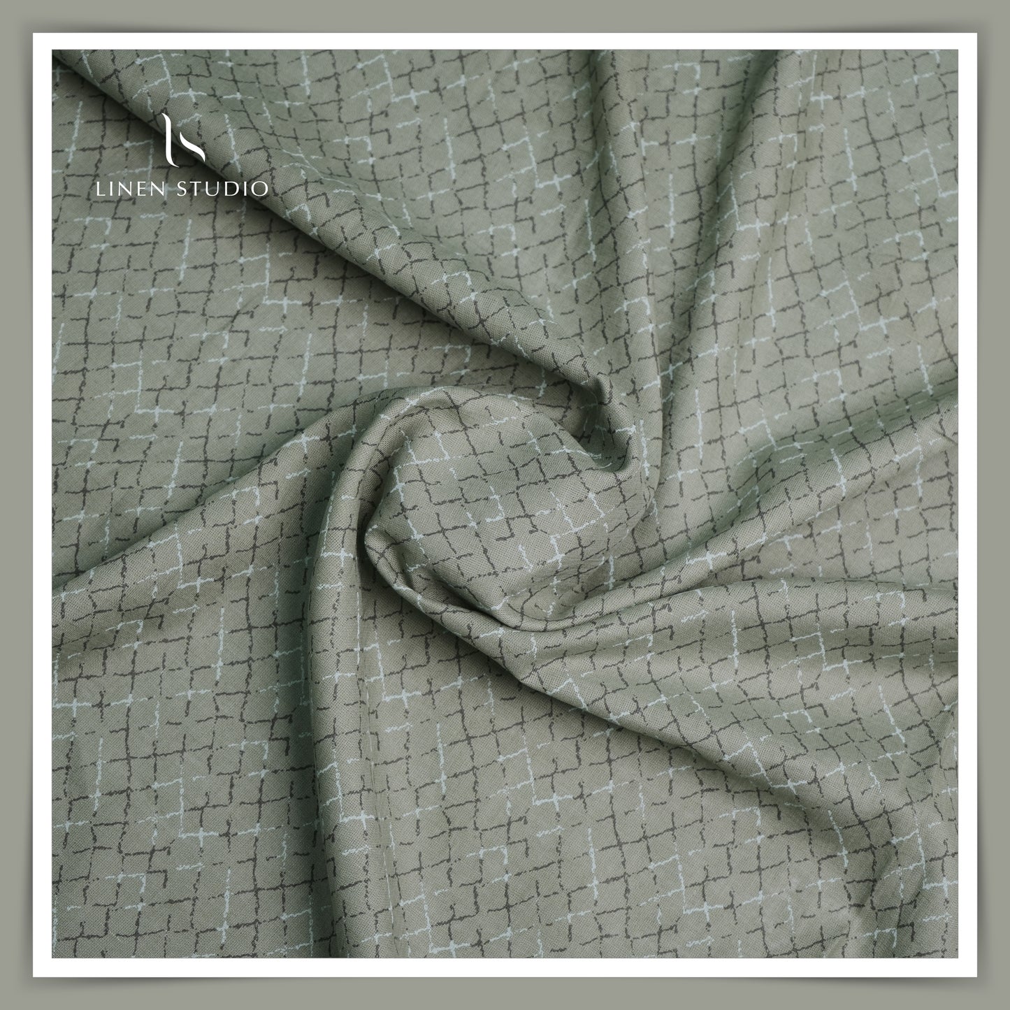 Burgoyne 60 Lea Printed Linen - Sage Green - Linen Studio