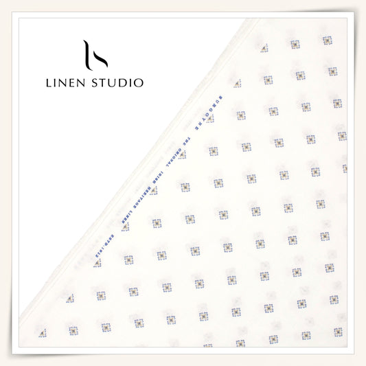 70 Lea Twill Digital Printed Premium Linen by Burgoyne - White Butta (NEW)