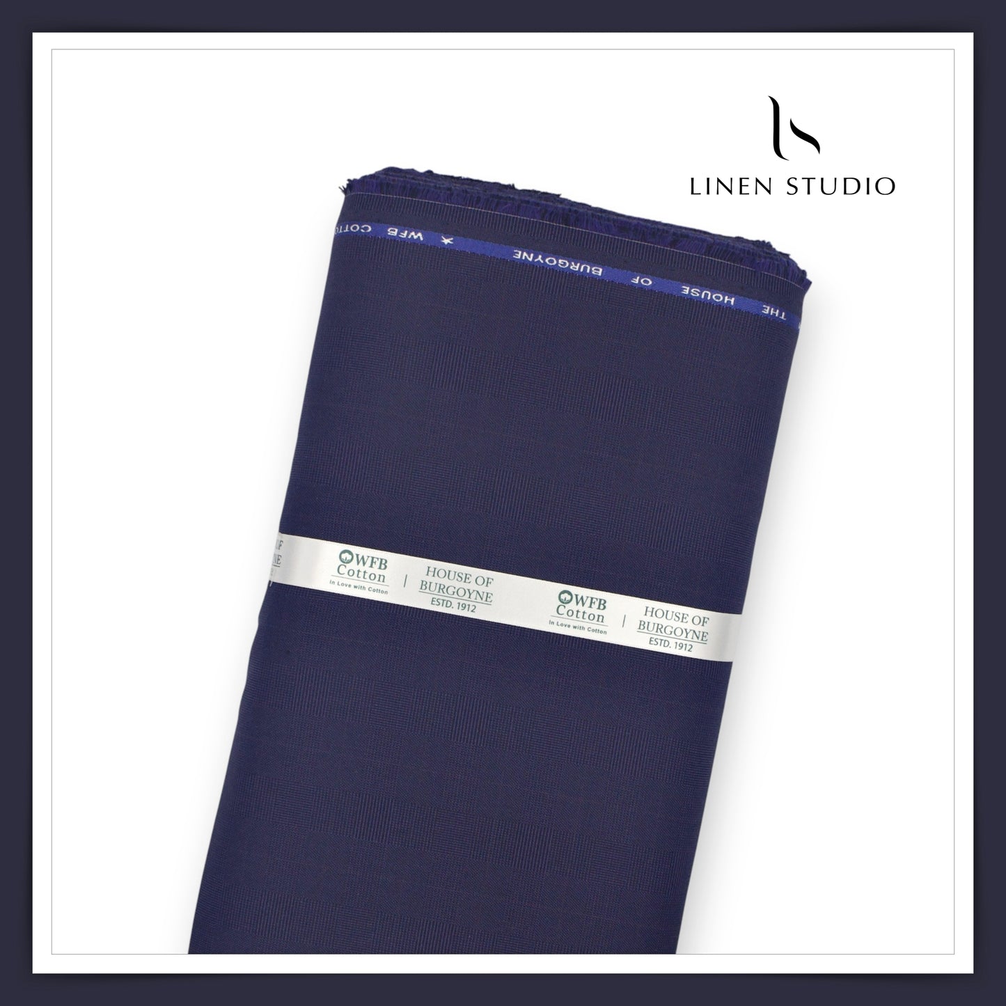 100% Pure Cotton Suiting by Burgoyne Ireland - Purplish Blue Subtle Checks (Zoom In)