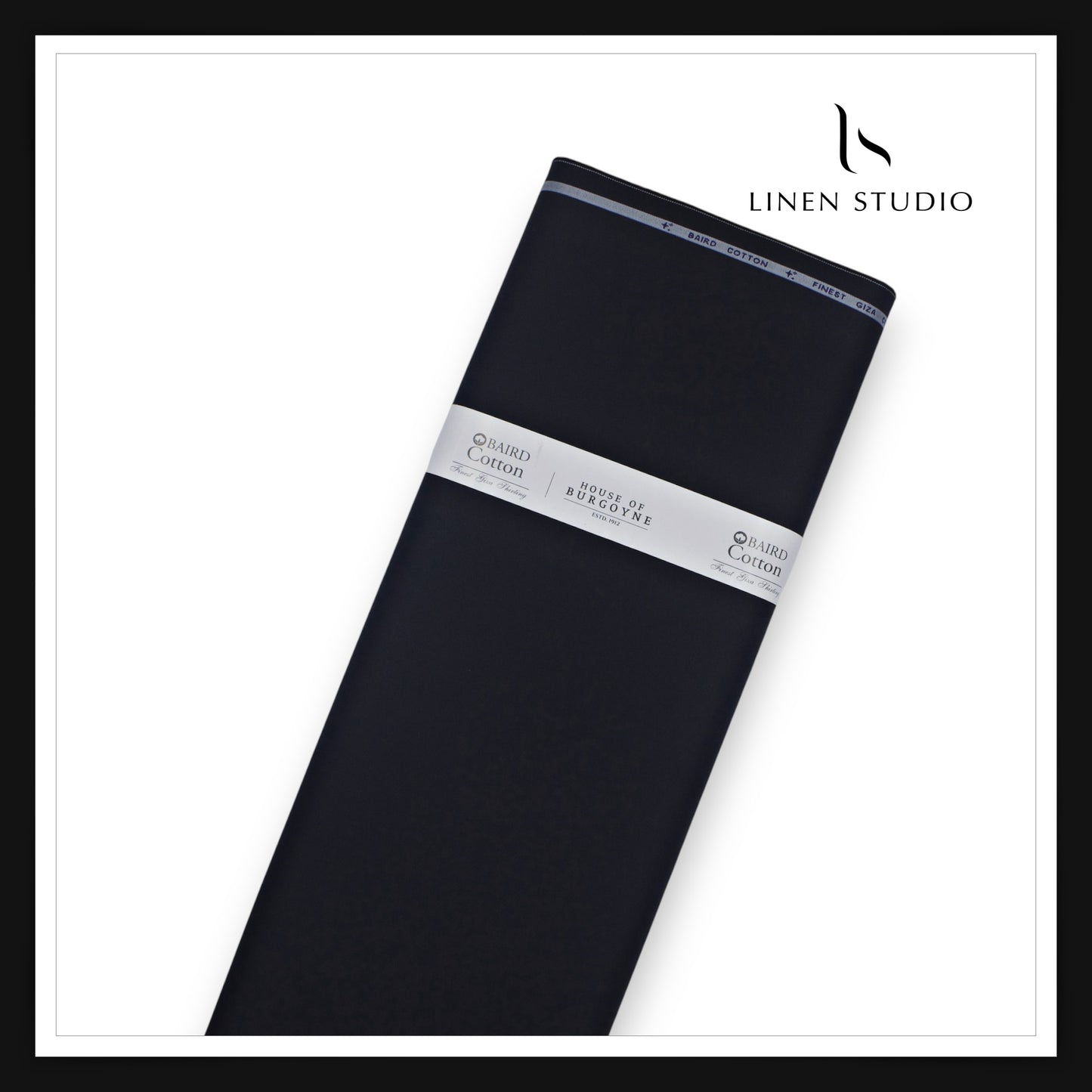 100% Giza Cotton Shirting by Burgoyne Ireland - Jet Black (NEW)