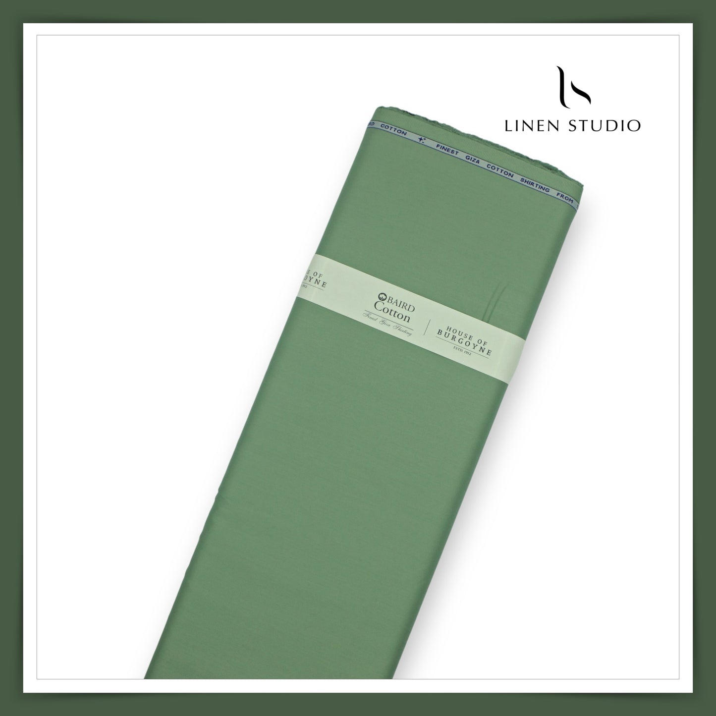 100% Giza Cotton Shirting by Burgoyne Ireland - Sage Green (NEW)