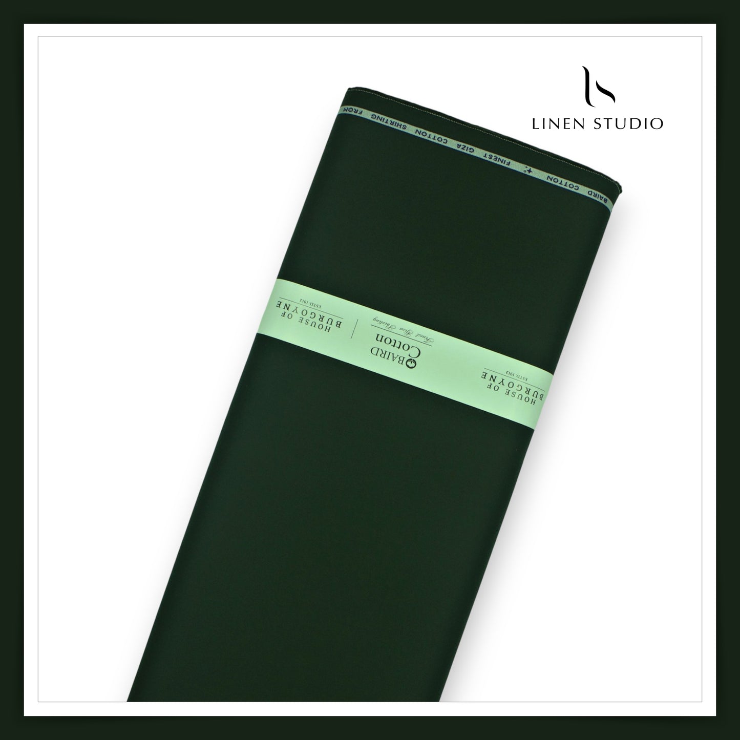 100% Giza Cotton Shirting by Burgoyne Ireland - Seaweed Green (NEW)