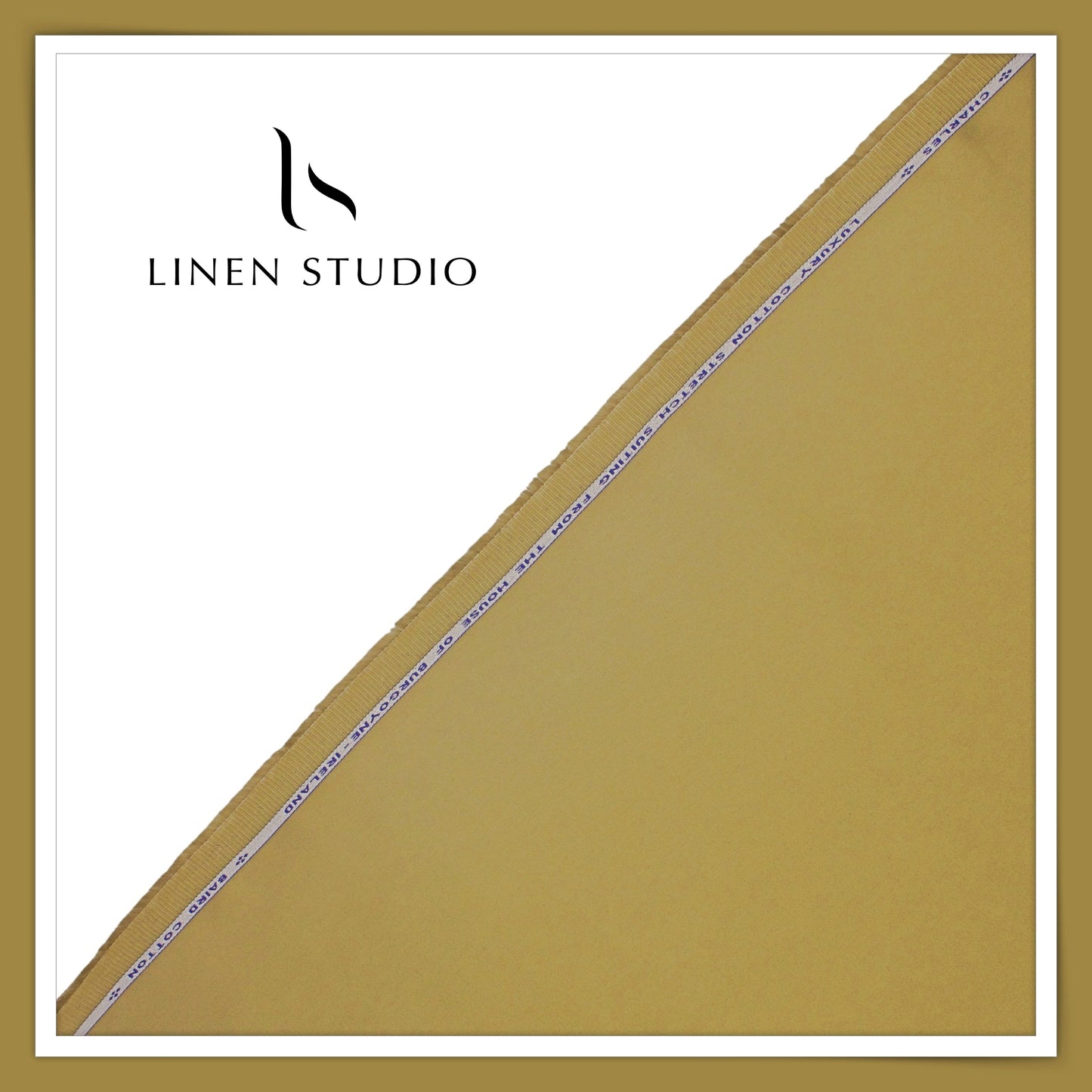 3 Ply Stretch Cotton Suiting by Burgoyne Ireland - Metallic Gold (Satin Finish)