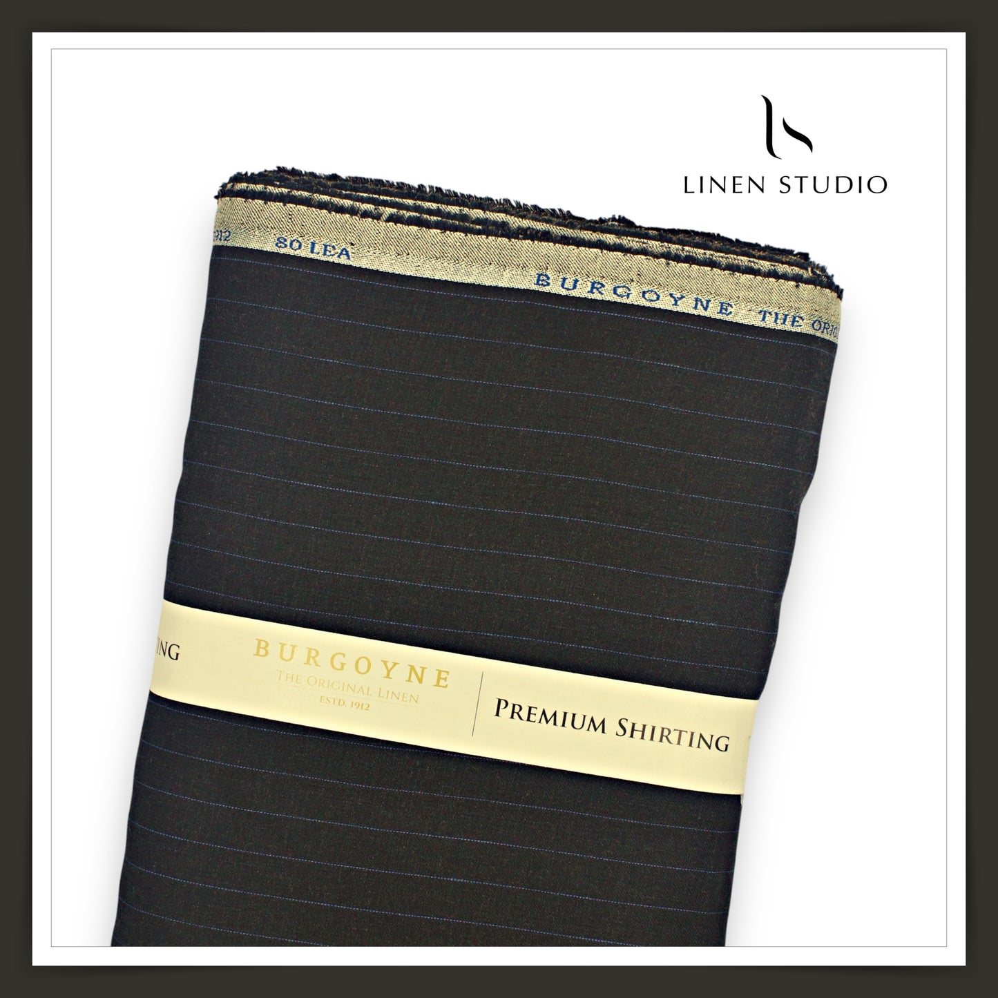 80 Lea Twill Shirting by Burgoyne - Black with Blue Stripes (Highest Selling)