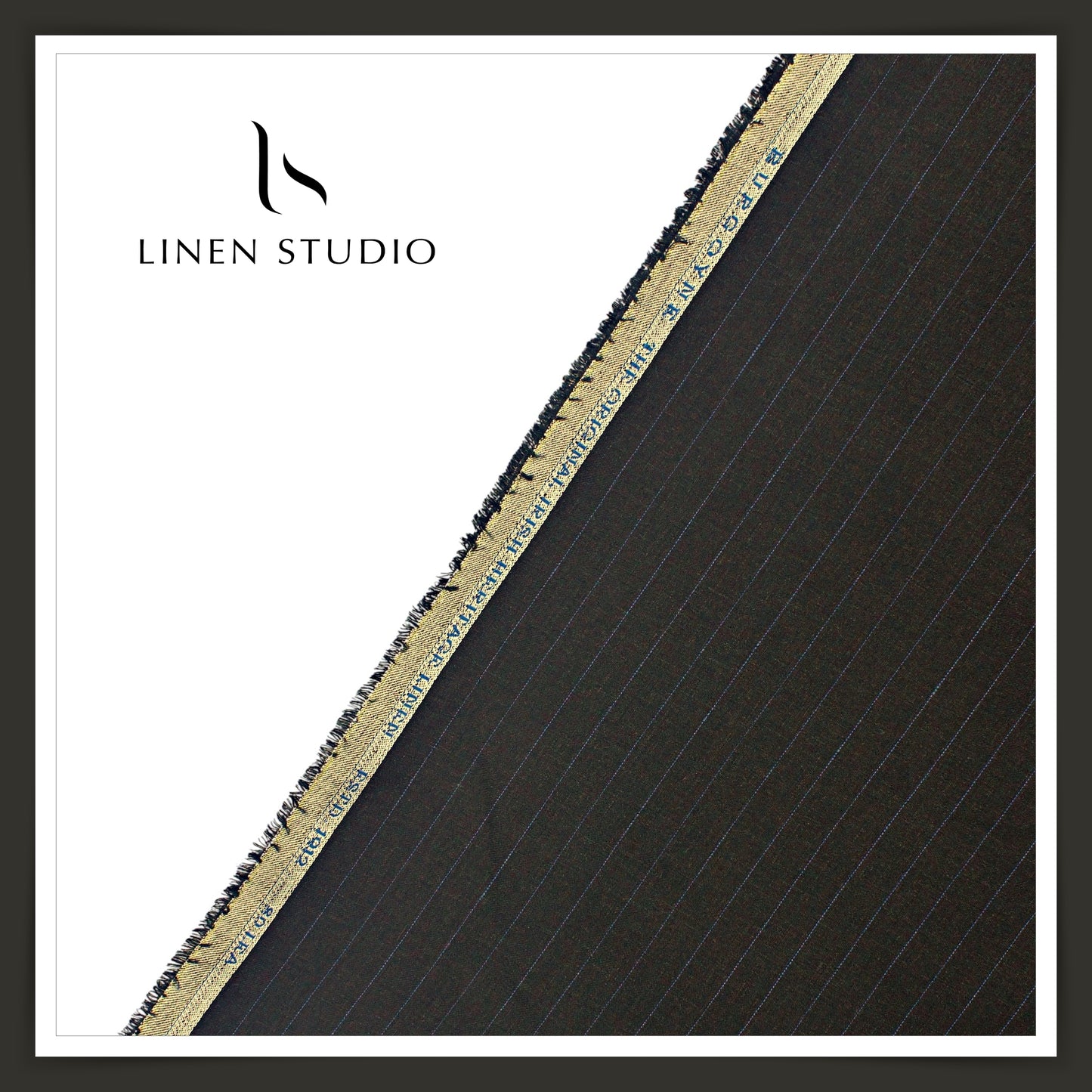 80 Lea Twill Shirting by Burgoyne - Black with Blue Stripes (Highest Selling)