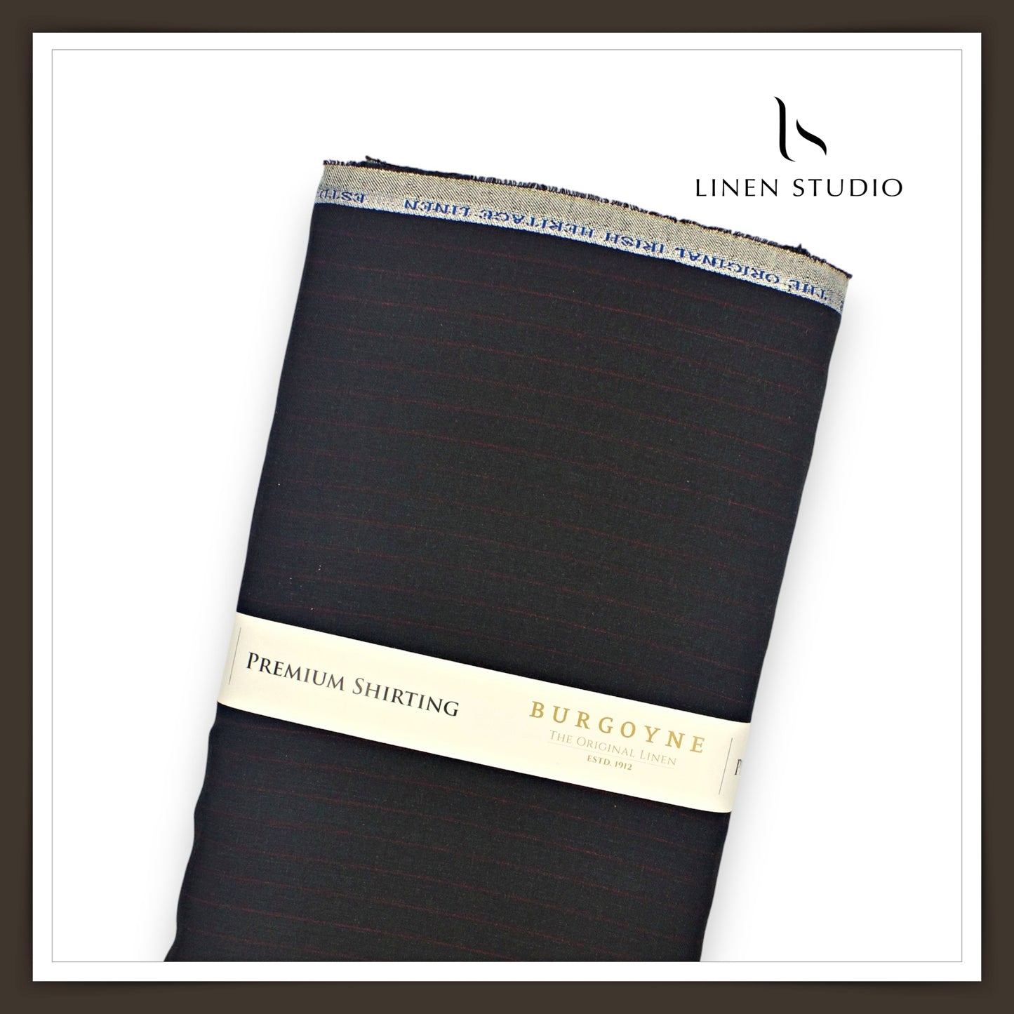 80 Lea Twill Shirting by Burgoyne - Black with Red Stripes (Highest Selling)