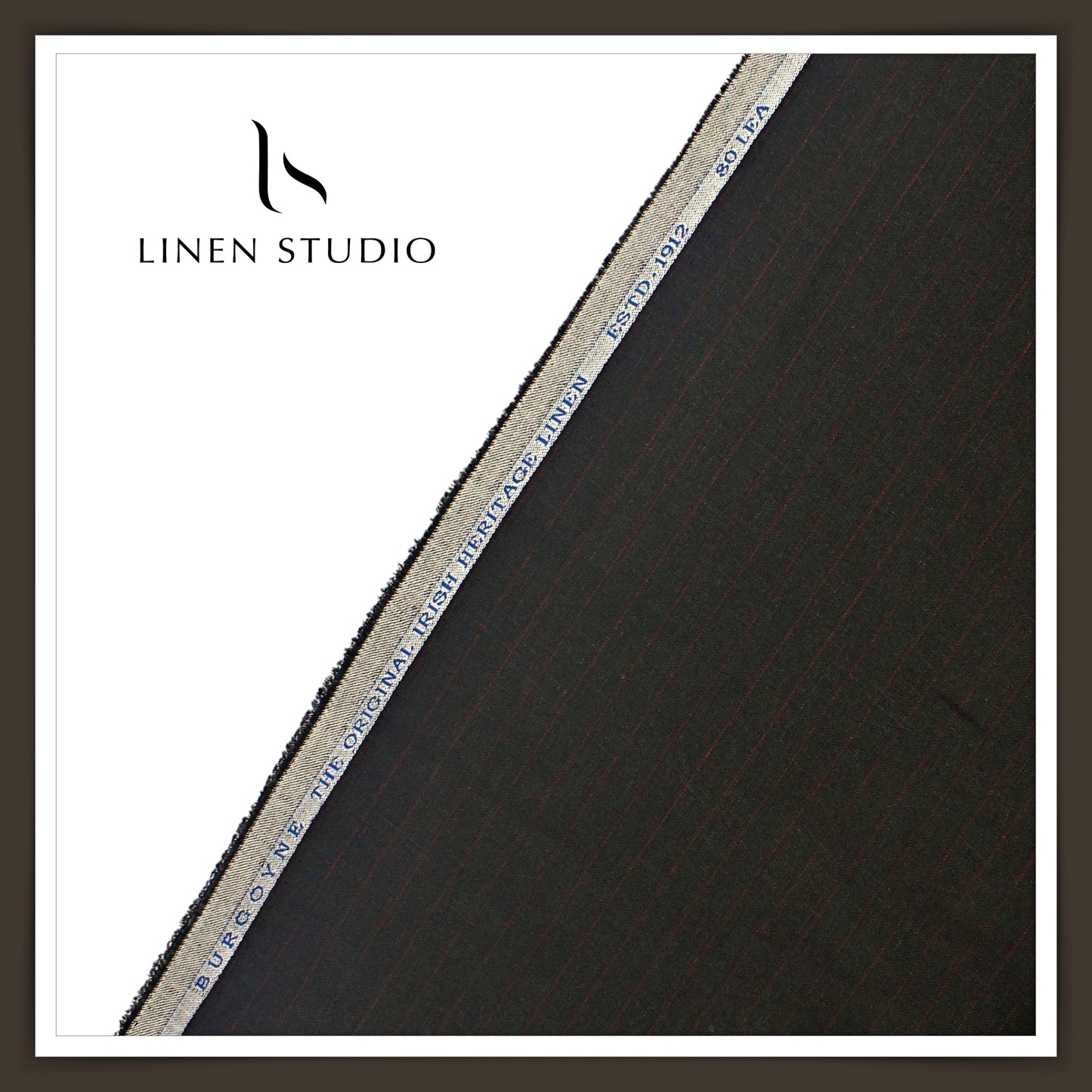 80 Lea Twill Shirting by Burgoyne - Black with Red Stripes (Highest Selling)