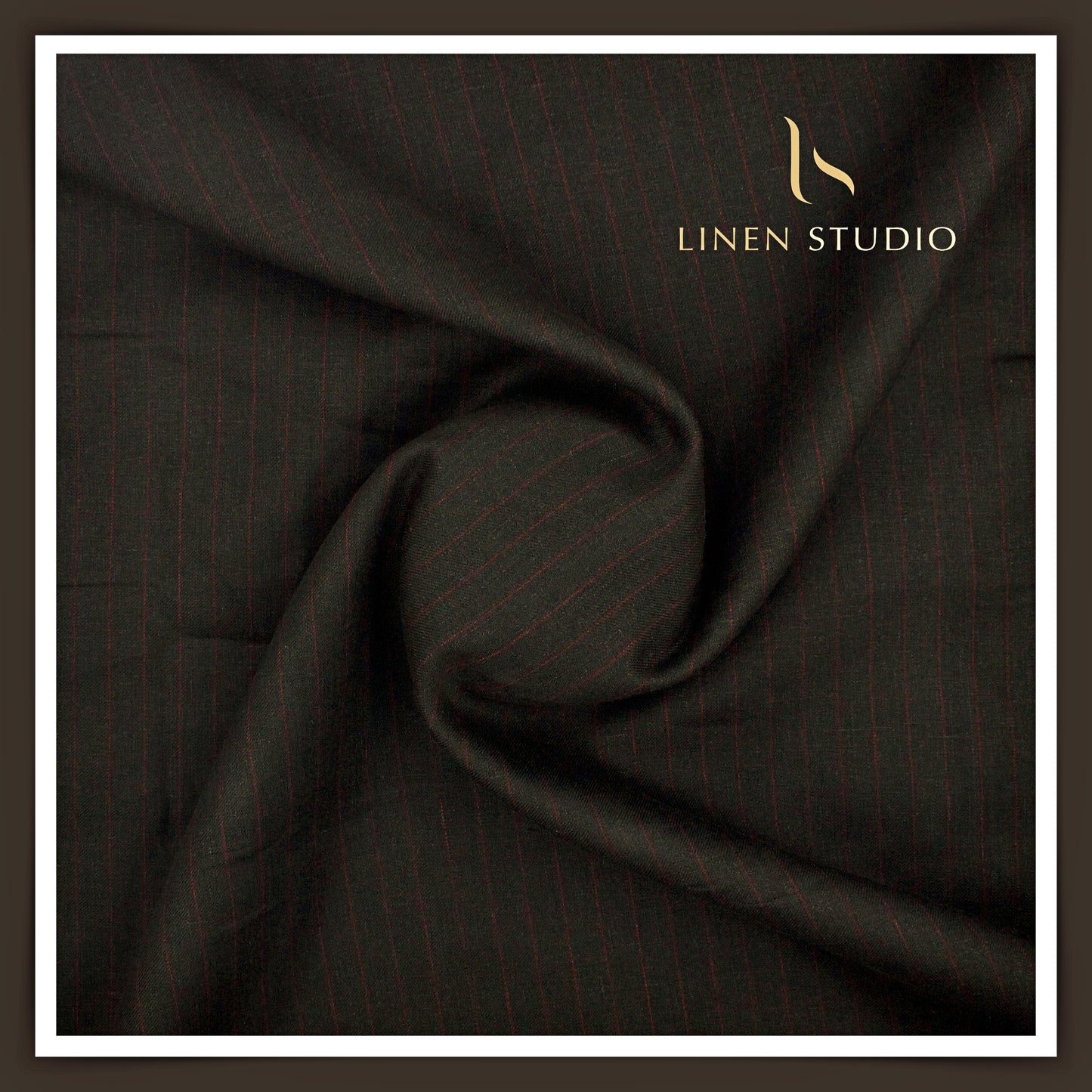 80 Lea Twill Shirting by Burgoyne - Black with Red Stripes (Highest Selling)