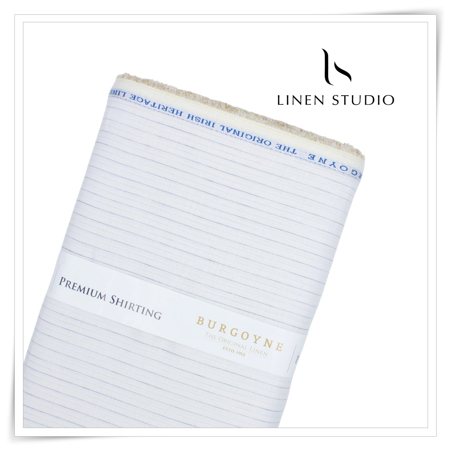 80 Lea Twill Shirting by Burgoyne - White with Dotted Stripes (Highest Selling)