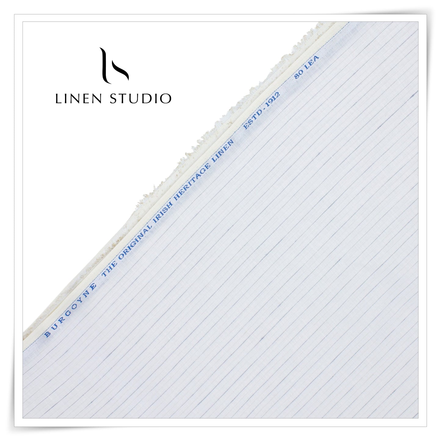 80 Lea Twill Shirting by Burgoyne - White with Dotted Stripes (Highest Selling)