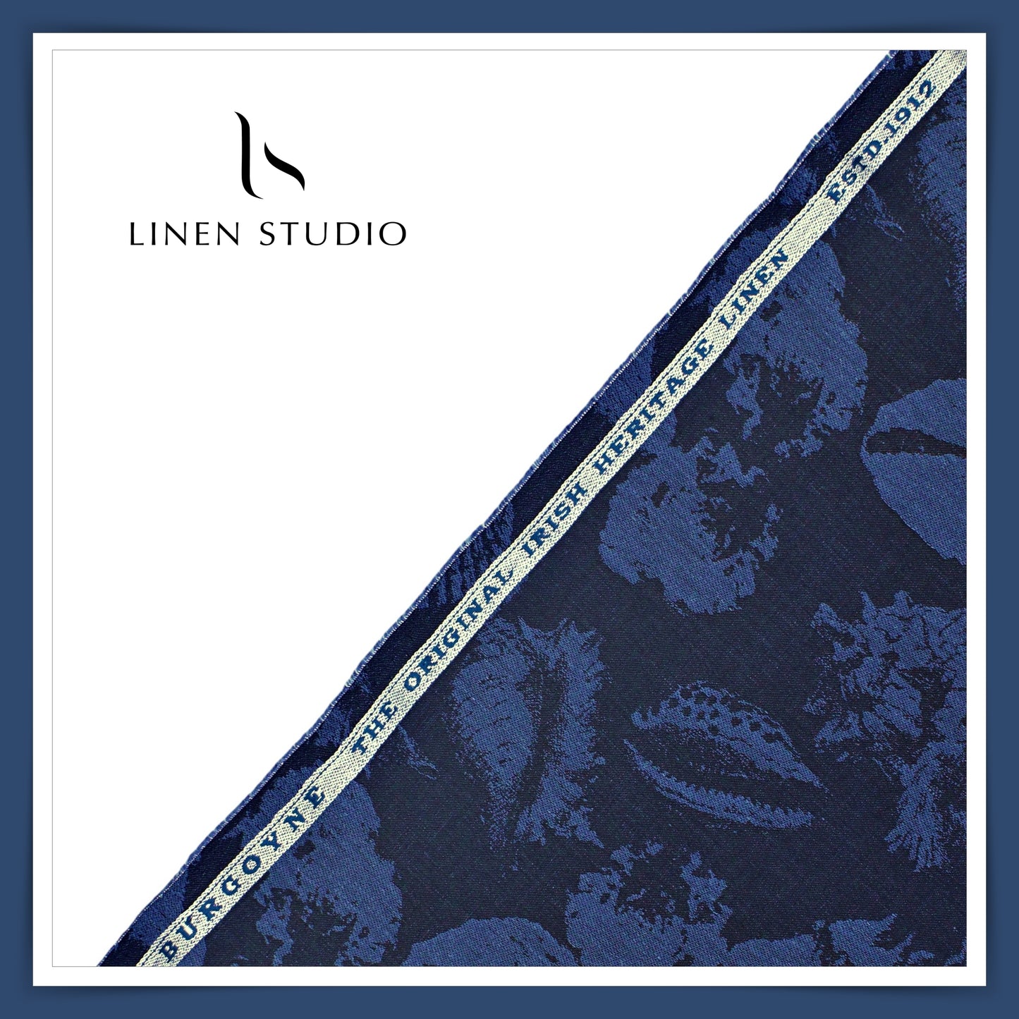 Burgoyne Linen Jacquard Shirting - Deep Blue Abstract (60% SALE)
