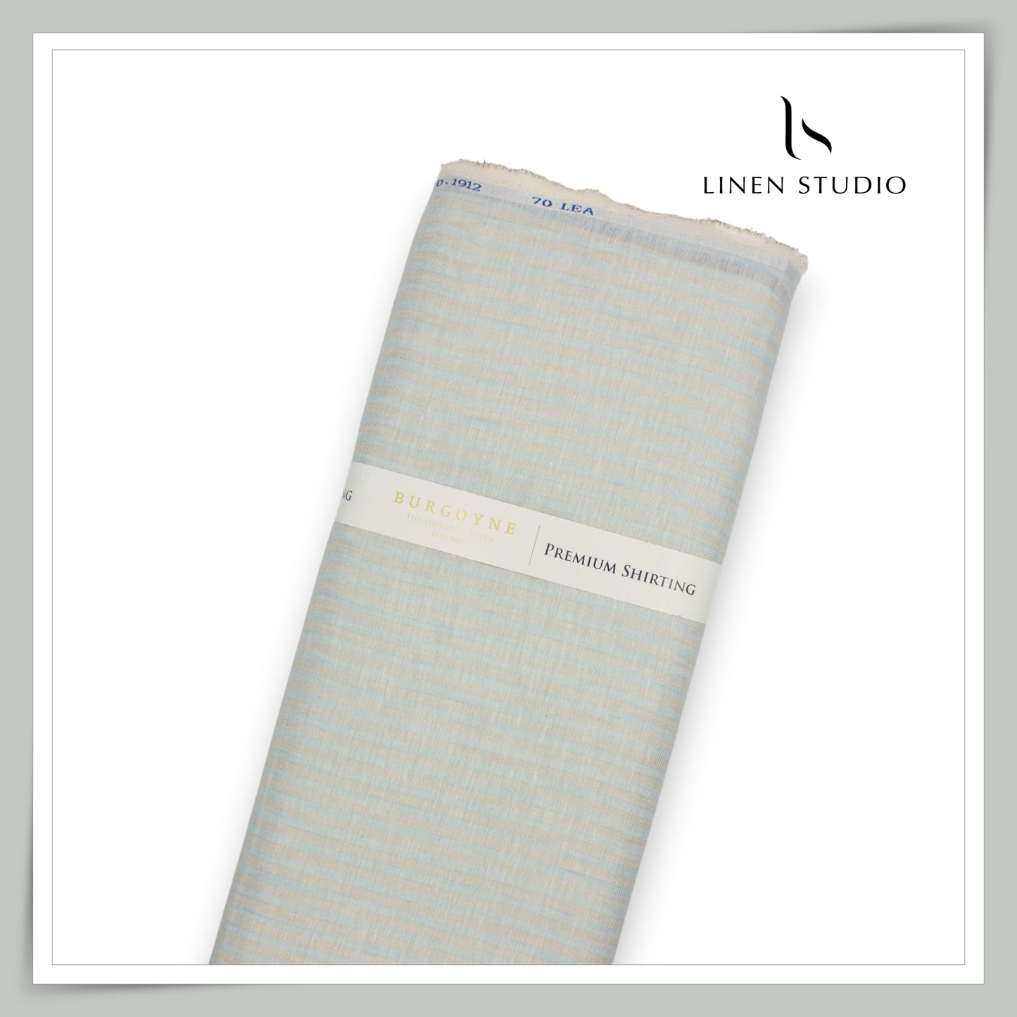 70 Lea Twill Premium Shirting by Burgoyne - Pastel Grey & Light Blue Stripes (NEW)