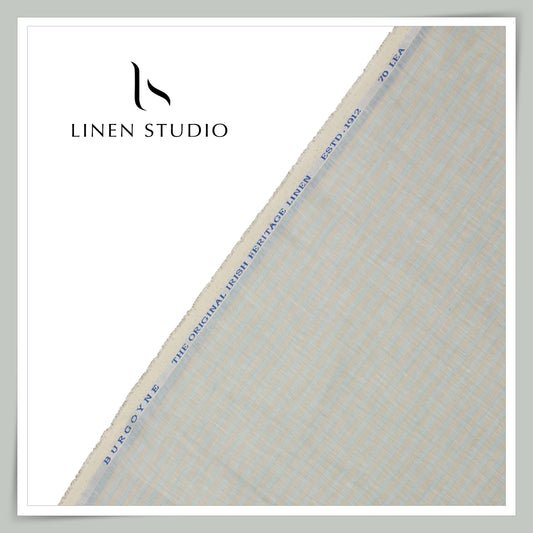 70 Lea Twill Premium Shirting by Burgoyne - Pastel Grey & Light Blue Stripes (NEW)