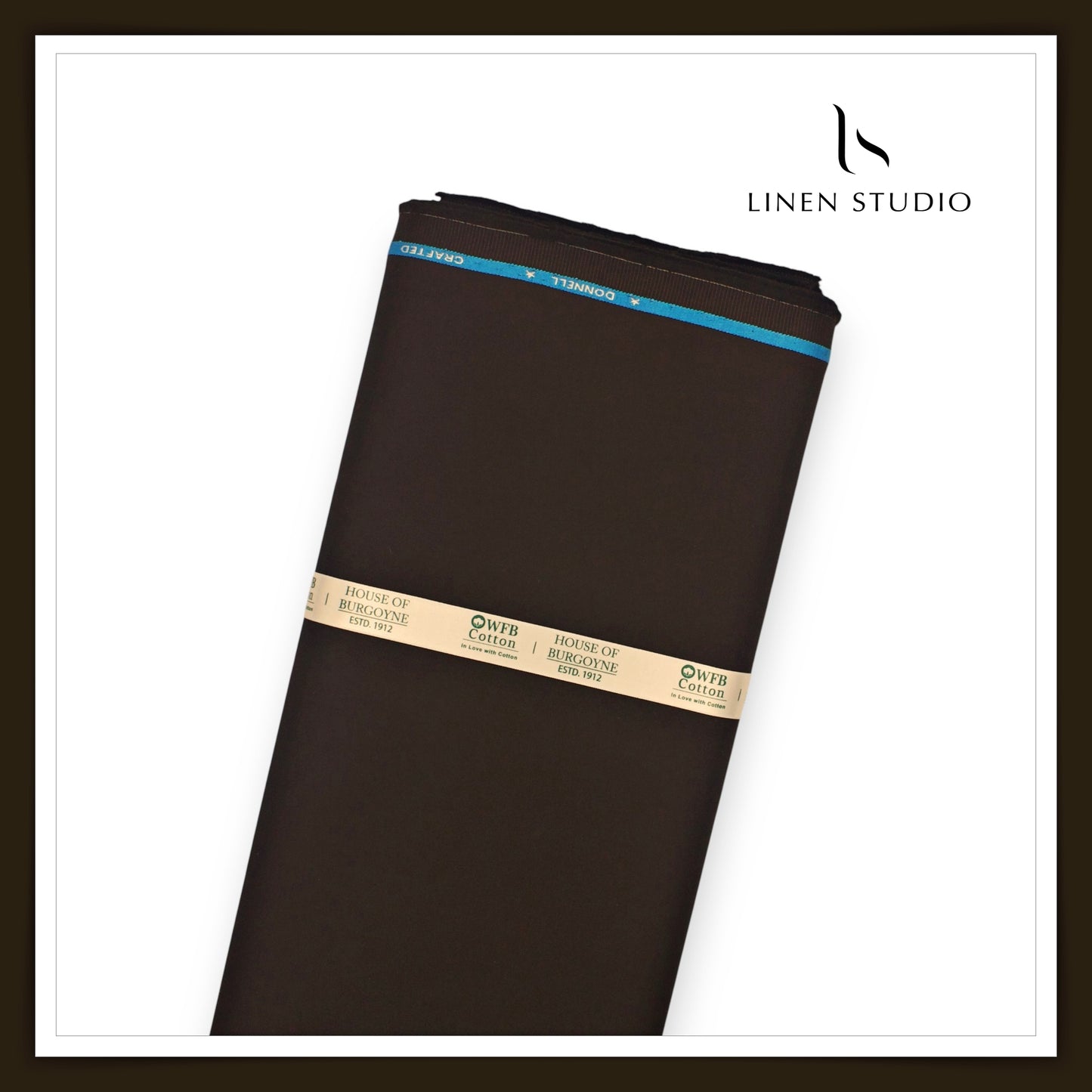 2 Ply 100% Cotton Suiting by Burgoyne Ireland - Oil Brown (Satin Finish)