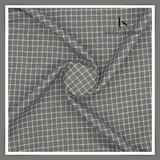 70 Lea Luxury Shirting by Burgoyne - Granite Grey Checks (NEW)