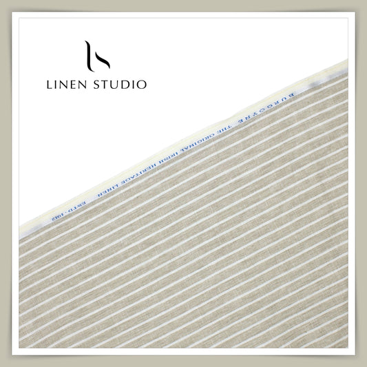 70 Lea Luxury Shirting by Burgoyne - Natural Sober Stripes (NEW)