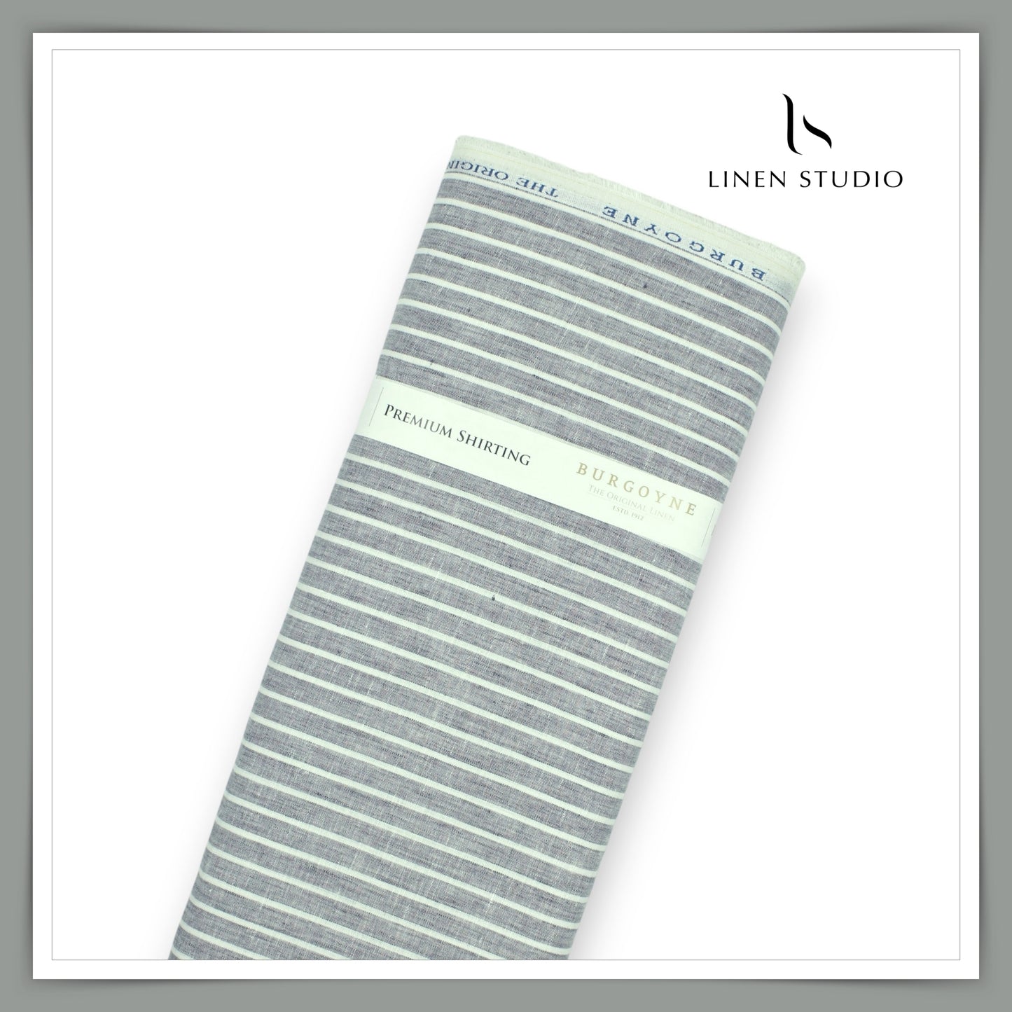 70 Lea Luxury Shirting by Burgoyne - Grey Silver Everygreen Stripes (NEW)