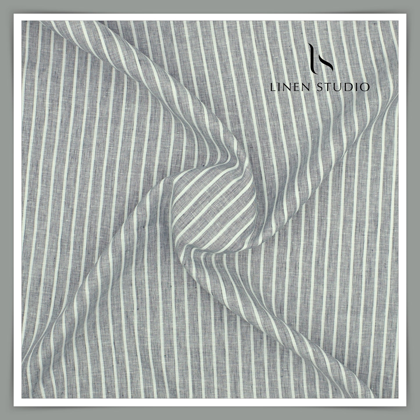 70 Lea Luxury Shirting by Burgoyne - Grey Silver Everygreen Stripes (NEW)