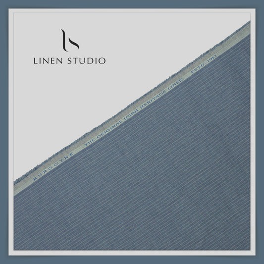 70 Lea Luxury Shirting by Burgoyne - Marble Blue Stripes (NEW)