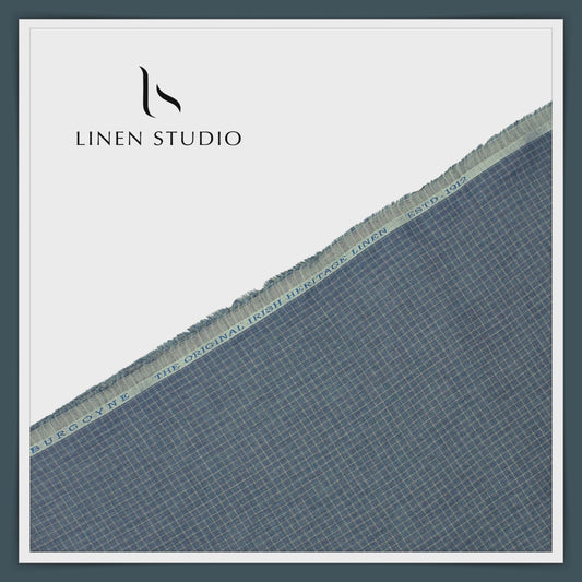 70 Lea Luxury Shirting by Burgoyne - Marble Blue Checks (NEW)