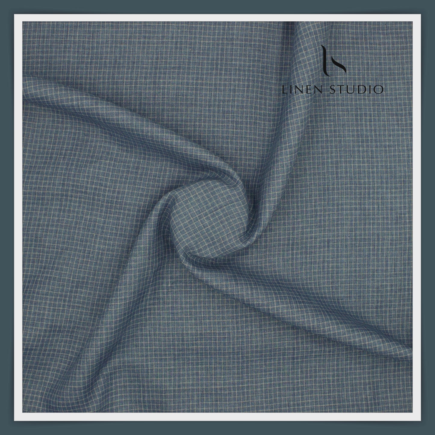 70 Lea Luxury Shirting by Burgoyne - Marble Blue Checks (NEW)
