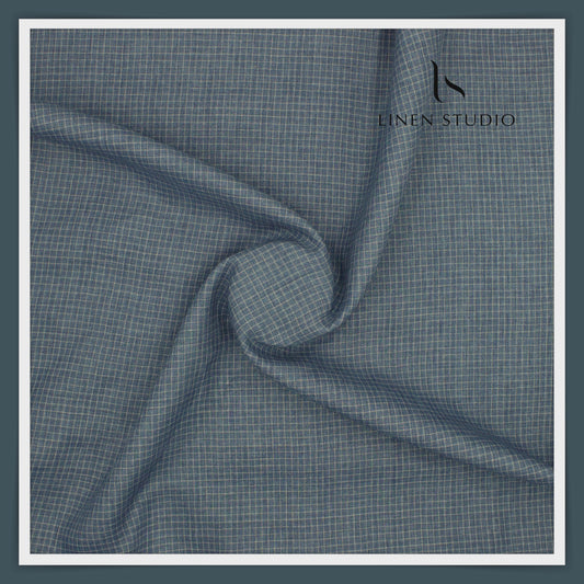 70 Lea Luxury Shirting by Burgoyne - Marble Blue Checks (NEW)