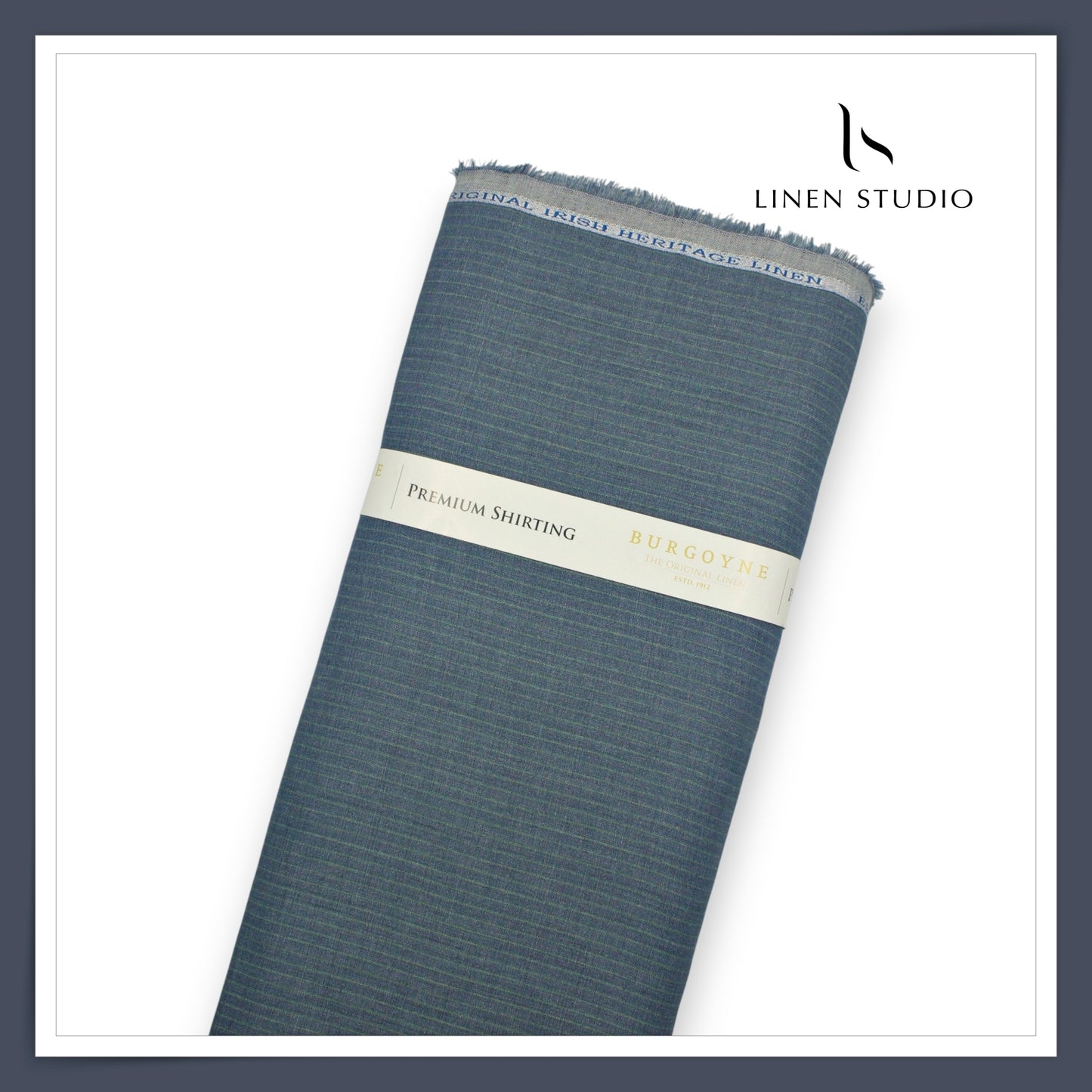 70 Lea Luxury Shirting by Burgoyne - Marble Blue with Green Stripes (NEW) (Most Selling)