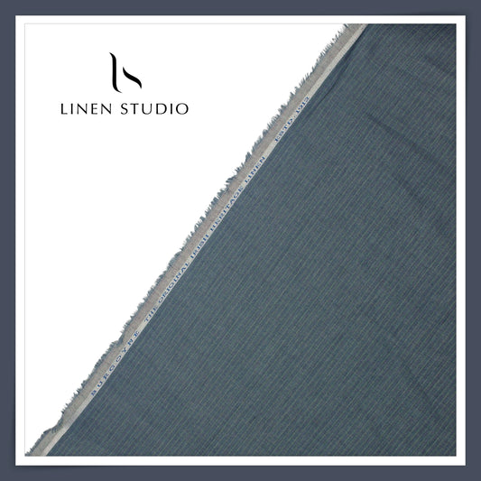 70 Lea Luxury Shirting by Burgoyne - Marble Blue with Green Stripes (NEW) (Most Selling)