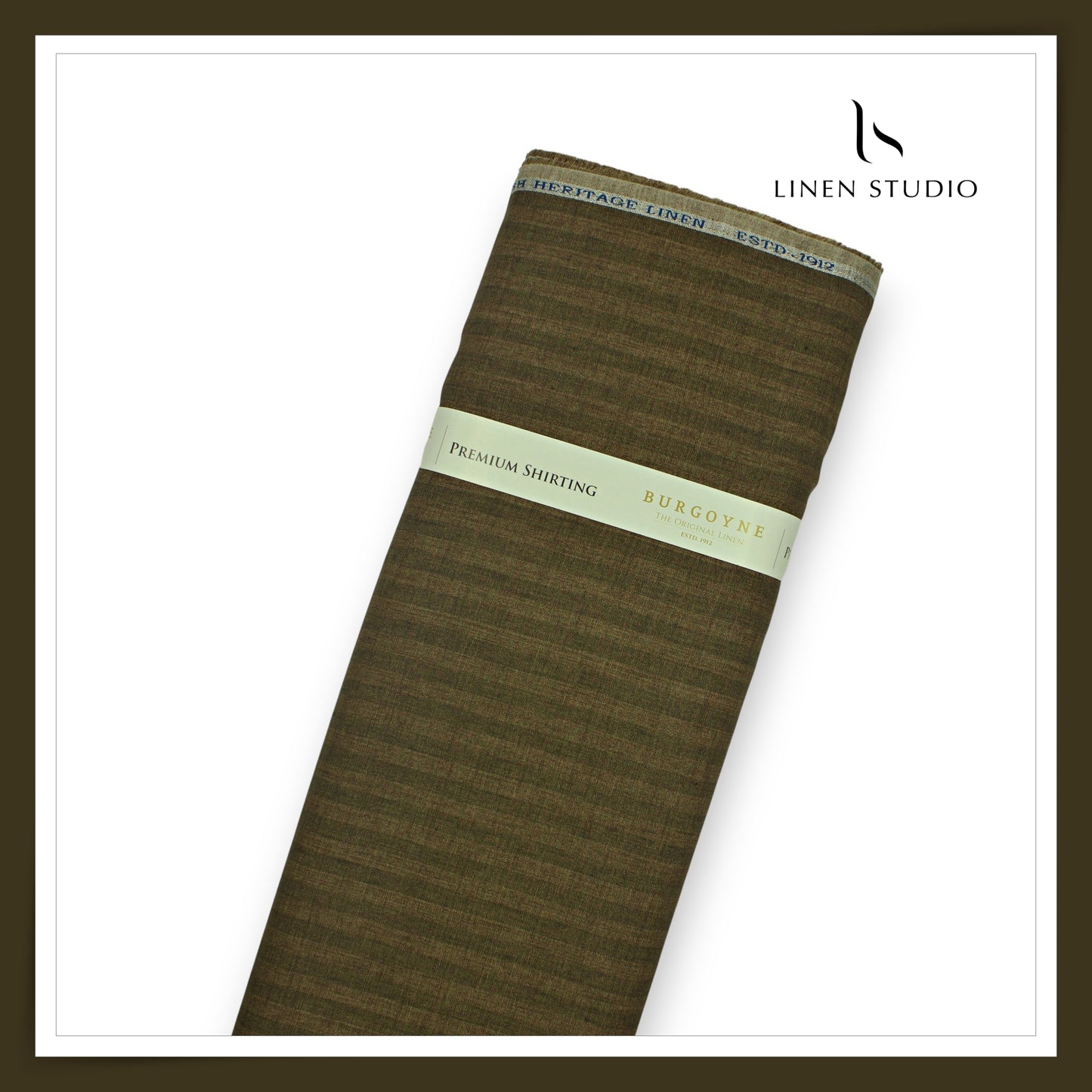 70 Lea Luxury Shirting by Burgoyne - Thatch Green Stripes (NEW)