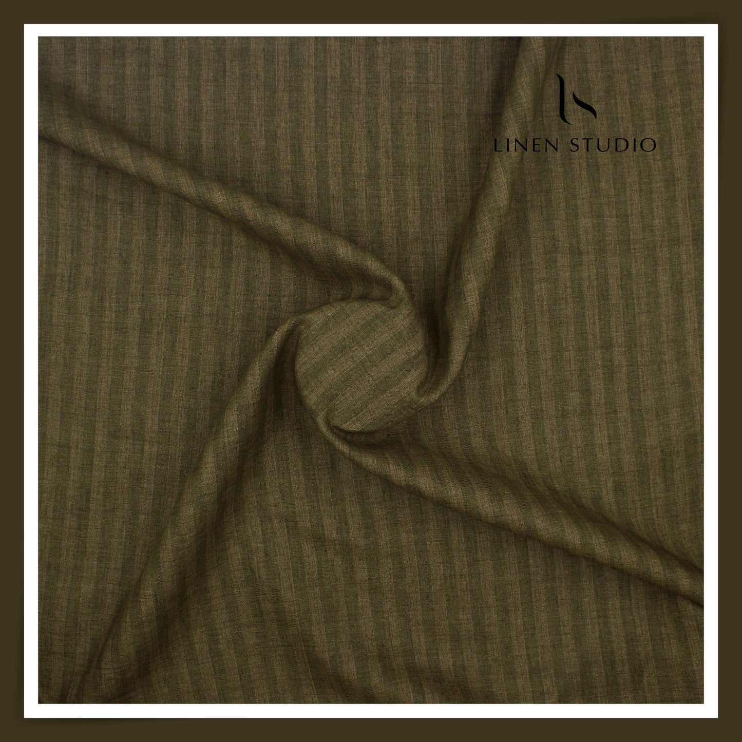 70 Lea Luxury Shirting by Burgoyne - Thatch Green Stripes (NEW)
