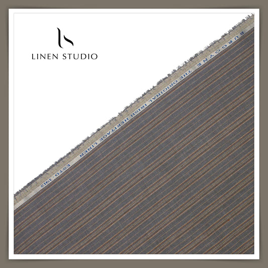 70 Lea Luxury Shirting by Burgoyne - Carbon Grey Fancy Stripes (NEW)