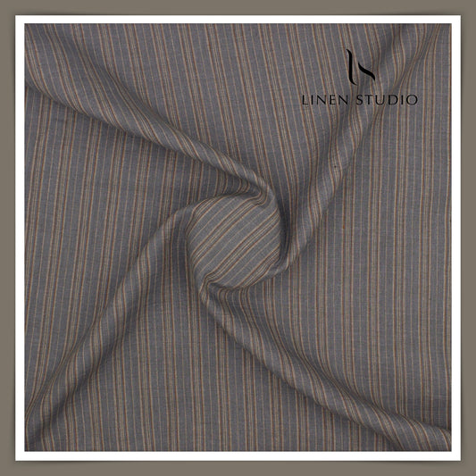 70 Lea Luxury Shirting by Burgoyne - Carbon Grey Fancy Stripes (NEW)