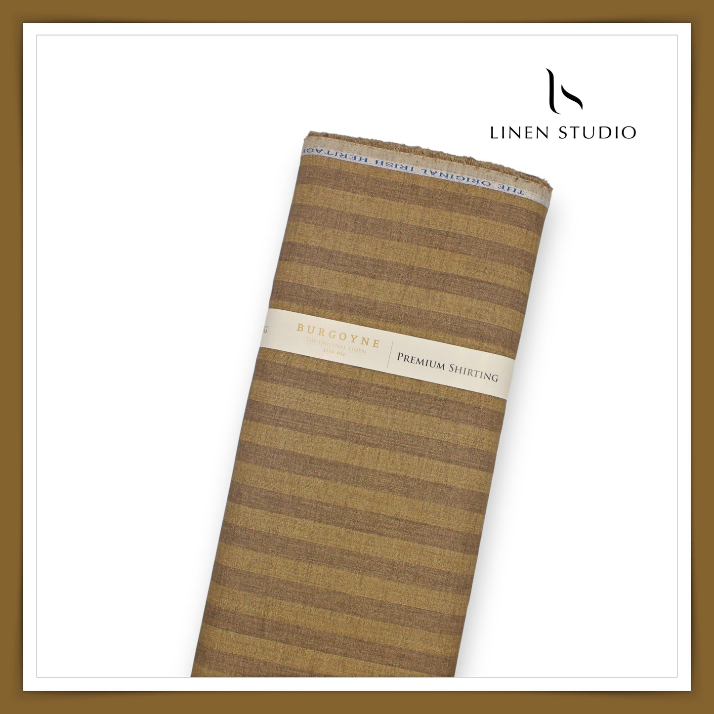70 Lea Luxury Shirting by Burgoyne - Mocha Brown Stripes (NEW)
