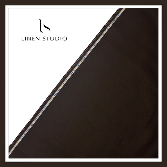 Burgoyne Premium Linen 70 Lea Plain Shirting - Black Coffee (NEW)