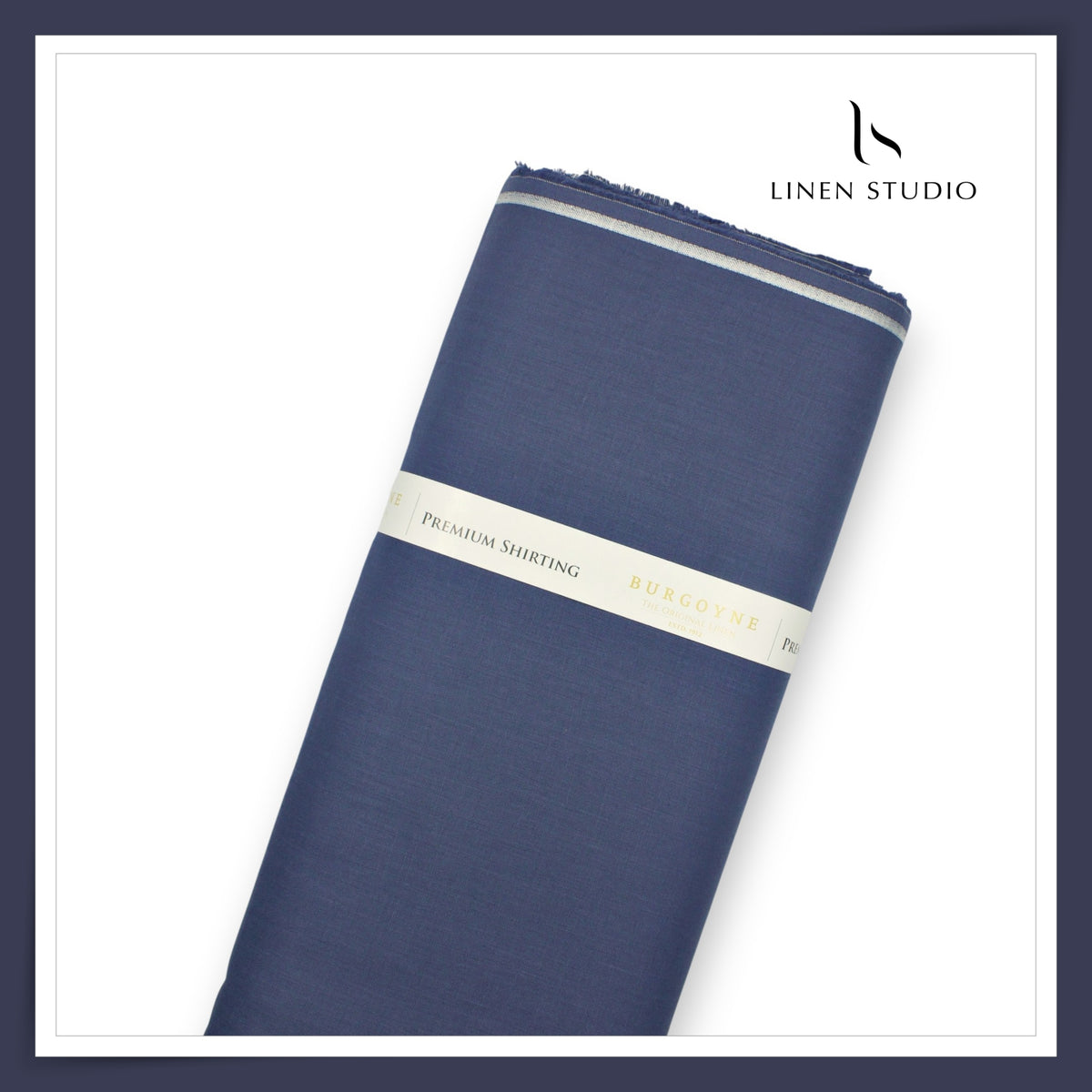 Burgoyne Premium Linen 70 Lea Plain Shirting -Blue Basalt (NEW)