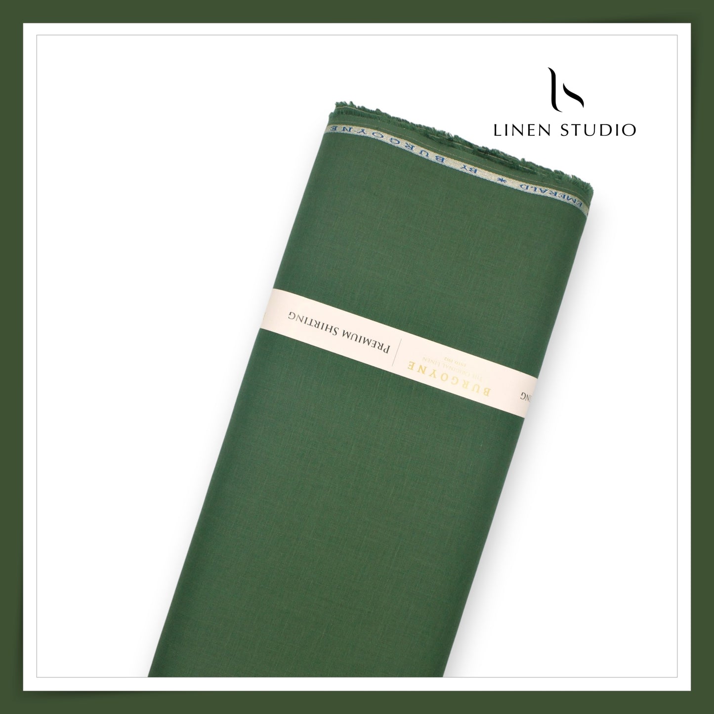 Burgoyne Premium Linen 70 Lea Plain Shirting - Lunar Green (NEW)