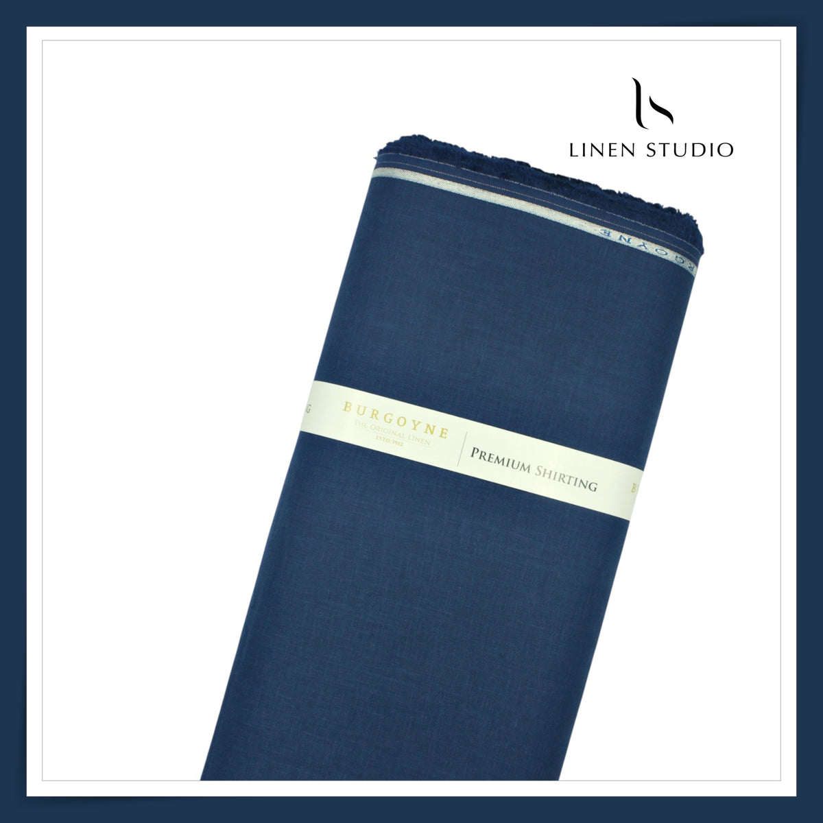 Burgoyne Premium Linen 70 Lea Plain Shirting - Dark Blue (NEW)