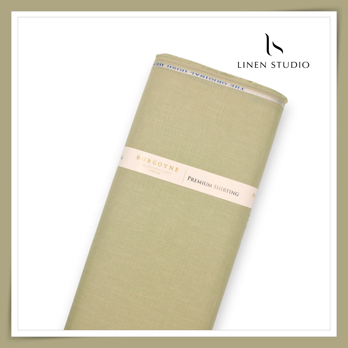 Burgoyne Premium Linen 70 Lea Plain Shirting - Sustained Green (NEW)