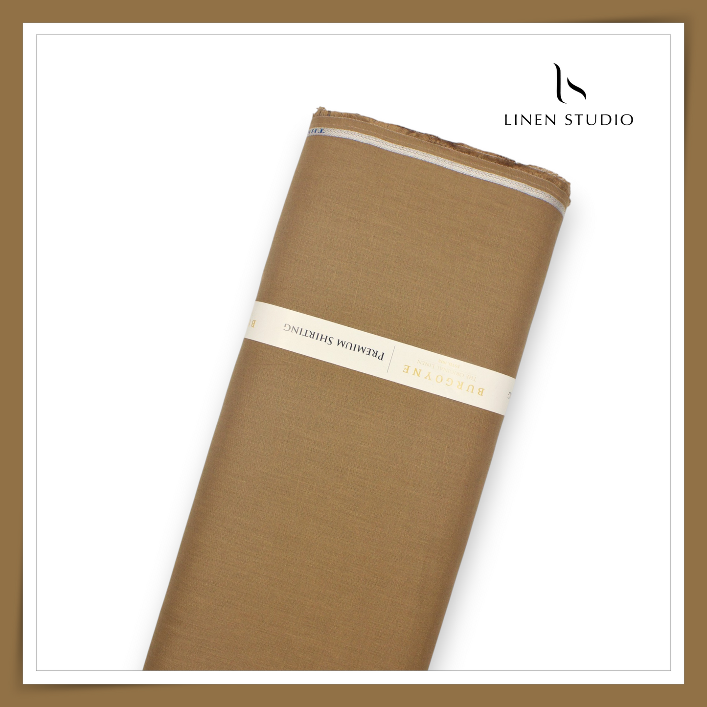 Burgoyne Premium Linen 70 Lea Plain Shirting - Tobacco Brown (NEW)