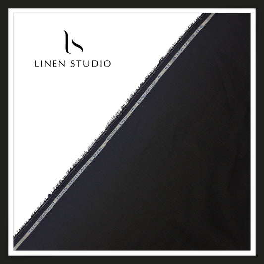 Burgoyne Premium Linen 70 Lea Shirting - Deep Black (NEW)